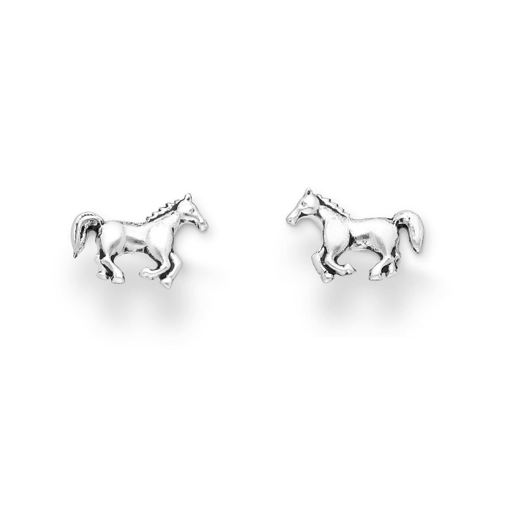 Sterling Silver Horse Stud Earrings