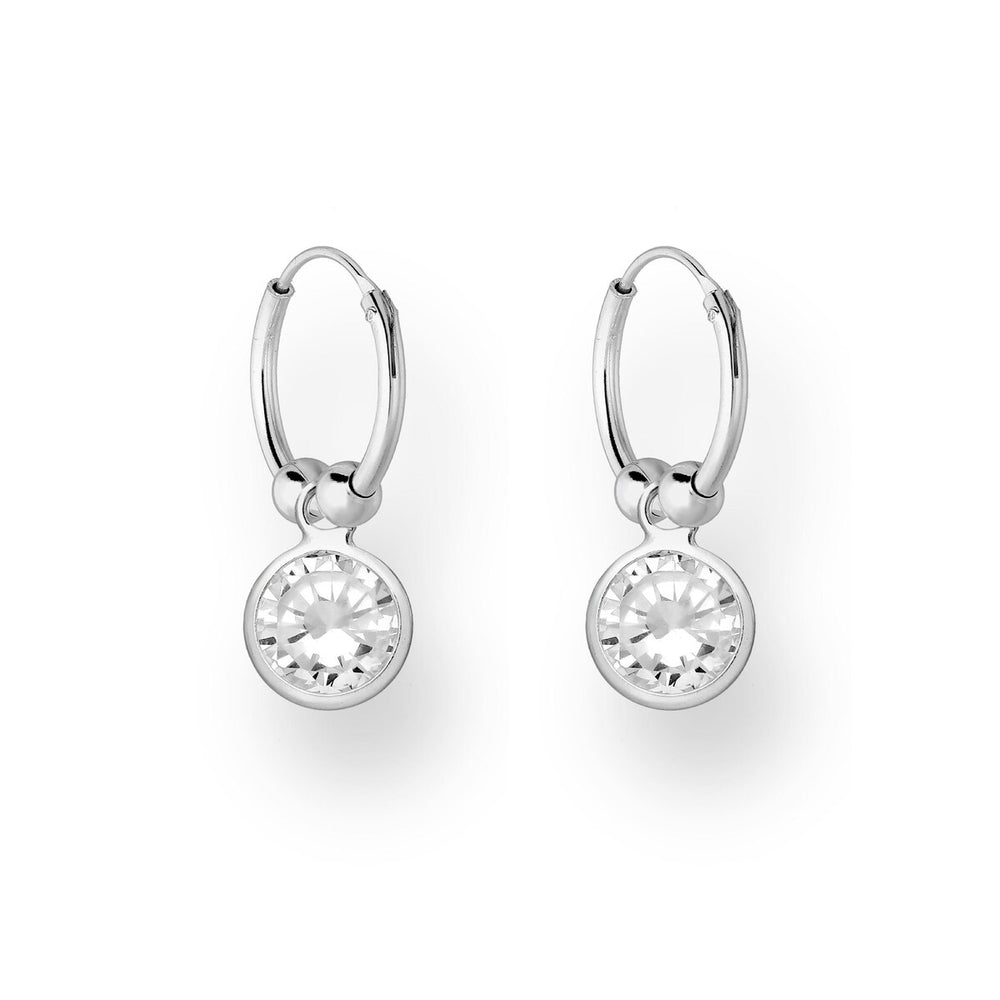 Sterling Silver Huggie Hoop Earrings With Circular Cubic Zirconia