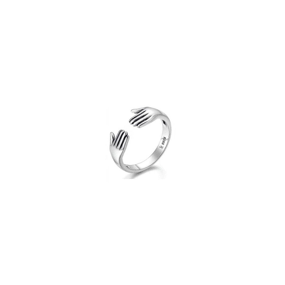 Sterling Silver Hugging Hands Adjustable Ring