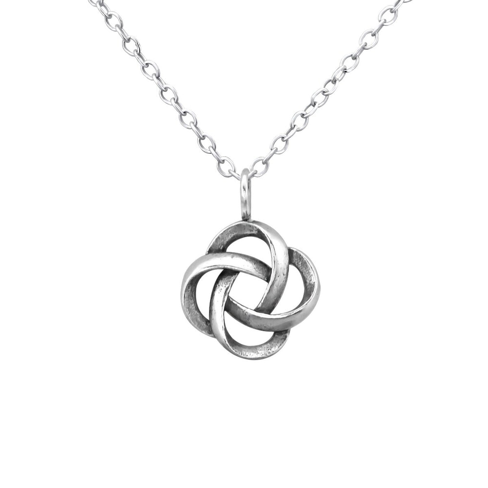 Sterling Silver Infinity Knot Pendant Necklace - White