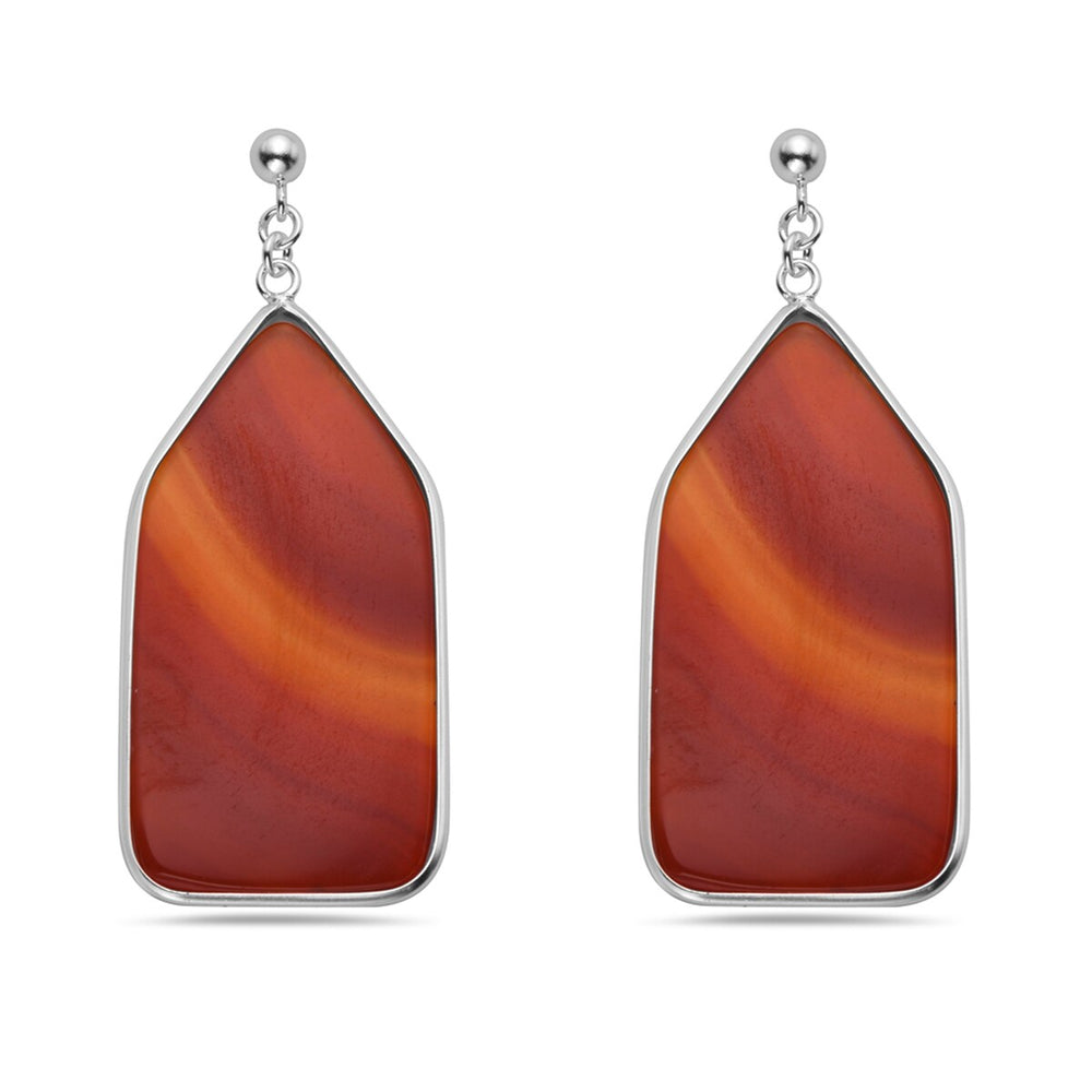 Sterling Silver Irregular Pentagonal Shaped Carnelian Earring