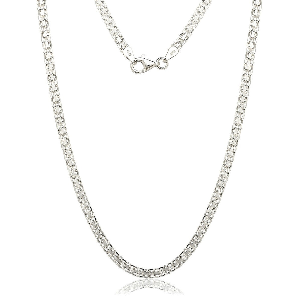 Sterling Silver Italian 3.5mm Bismark Chain Necklace - White