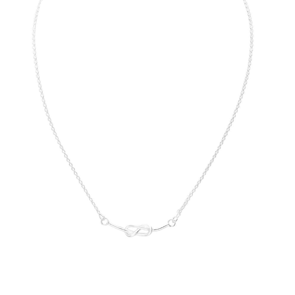 Sterling Silver Knotted Necklace - White