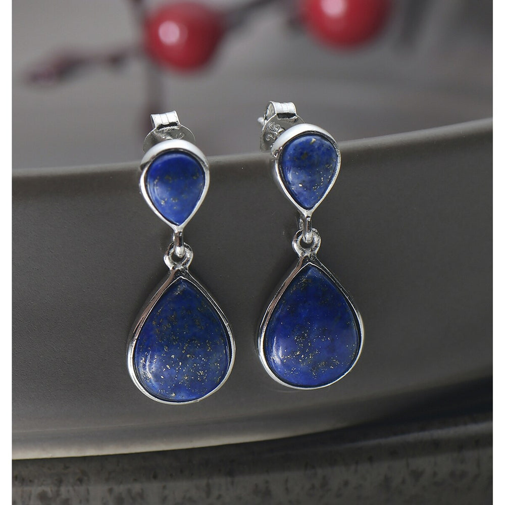 Sterling Silver Lapis Lazuli Tear Drop top and Drop Dangle Earring