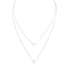 Sterling Silver Layered Moon & Star Necklace - White