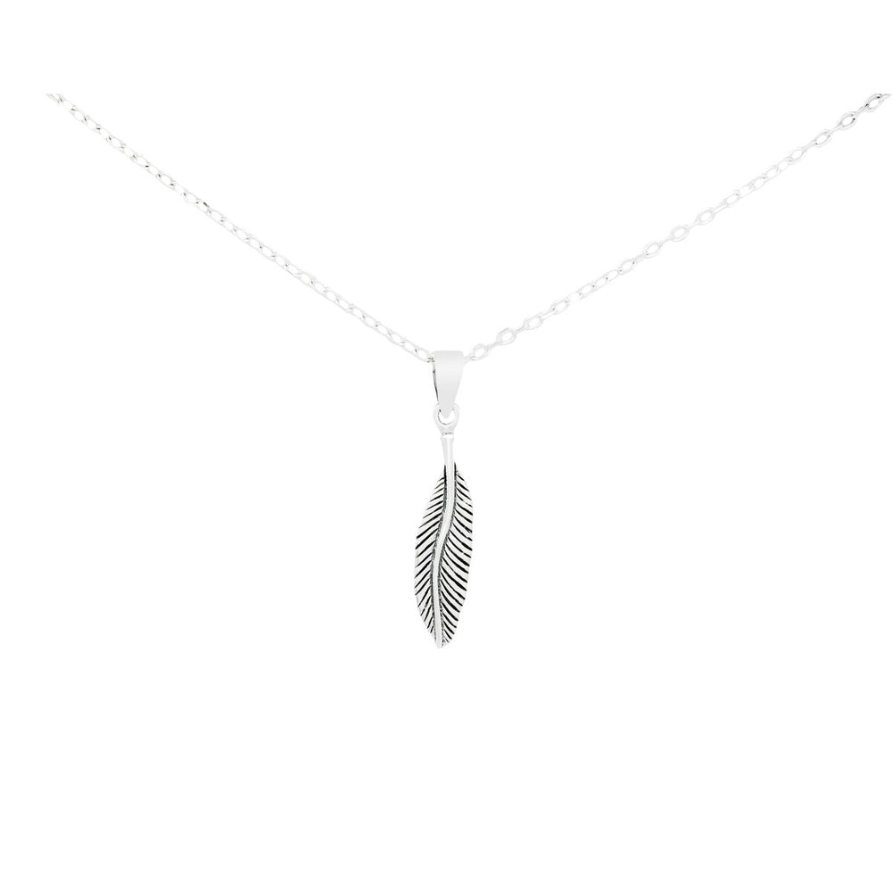 Sterling Silver Leaf Pendant Necklace - White