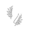 Sterling Silver Leaves Crawler Earrings with Cubic Zirconia