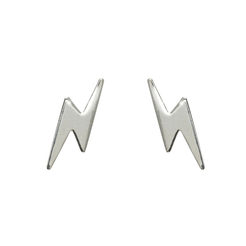 Sterling Silver Lightning Bolt Stud Earrings