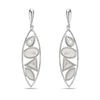 Sterling Silver Long Marquis Earring with Multistone of Mother of Pearl