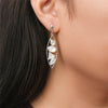 Sterling Silver Long Marquis Earring with Multistone of Mother of Pearl