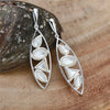 Sterling Silver Long Marquis Earring with Multistone of Mother of Pearl