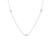 Sterling Silver Long Station Chain Clear CZ Necklace - White