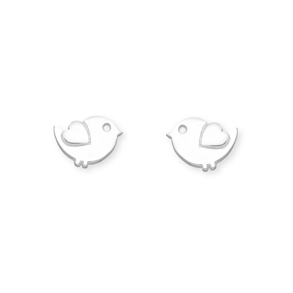 Sterling Silver Love Birds Stud Earrings