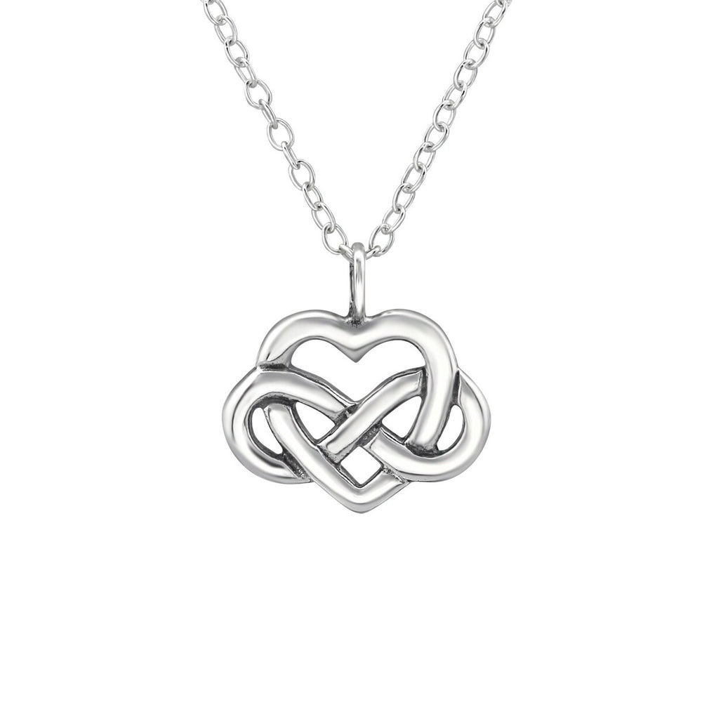 Sterling Silver Love Infinity Heart Pendant Necklace - Ag Sterling - White