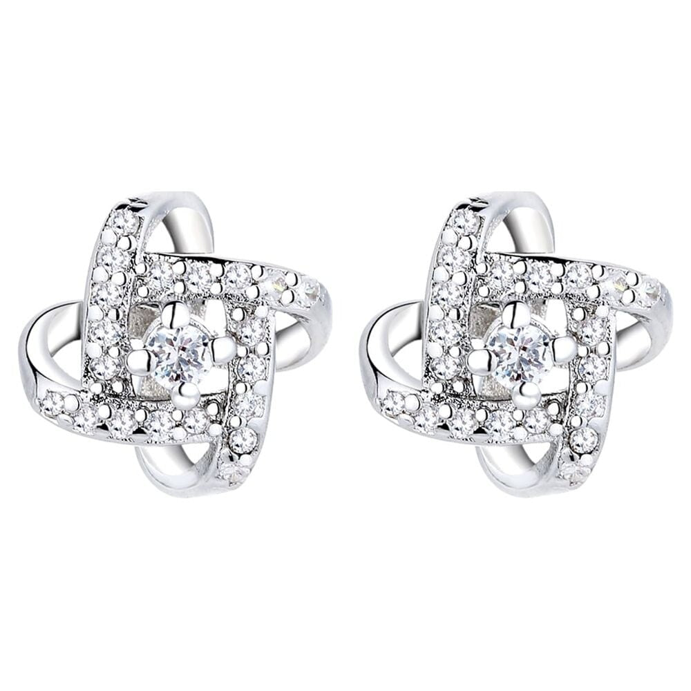 Sterling Silver Love Knot Stud Earrings with Crystals from Swarovski