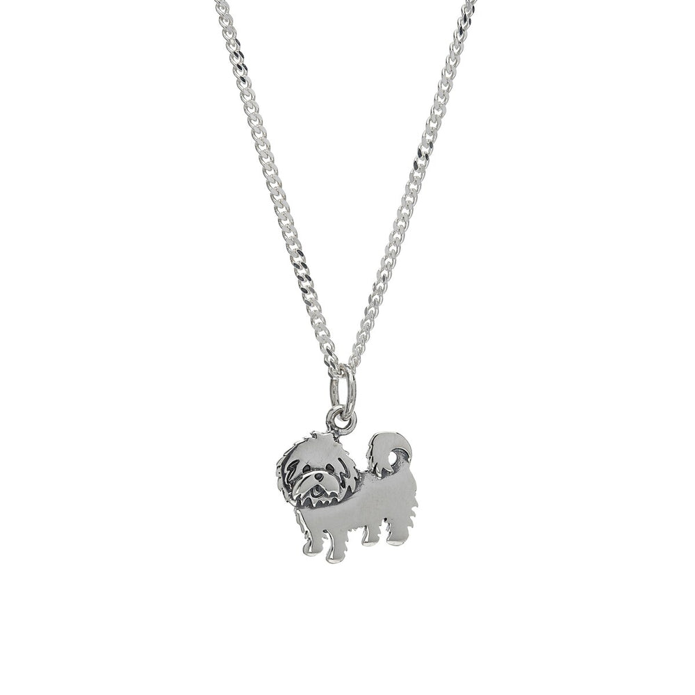 Sterling Silver Maltese Dog Pendant Necklace - White