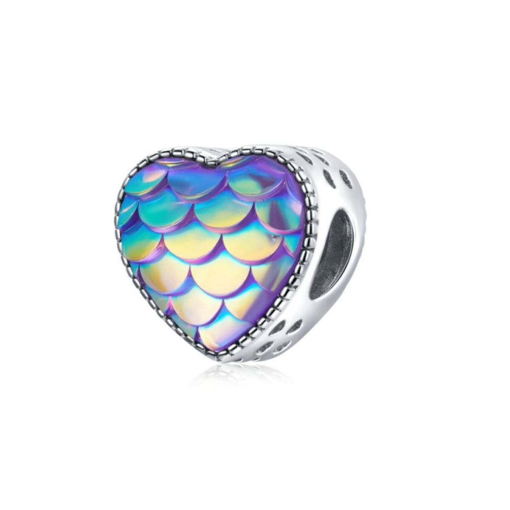 Sterling Silver Mermaid Scales Heart Charm