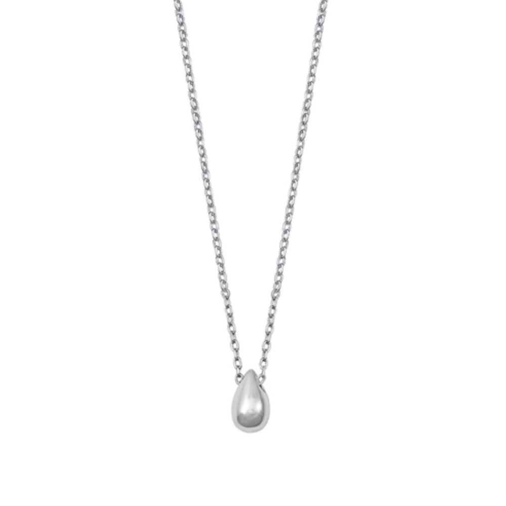 Sterling Silver Minimalist Teardrop Necklace - White