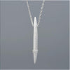 Sterling Silver Minimalist Vertical Bar Pendant Necklace - White