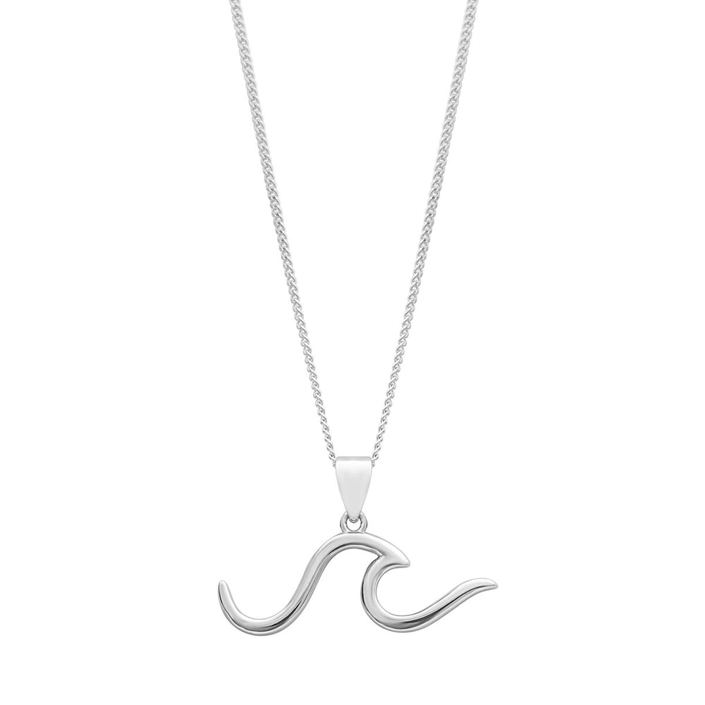 Sterling Silver Minimalist Wave Pendant Necklace