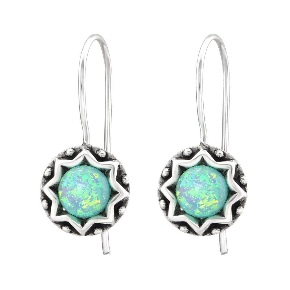 Sterling Silver Mint Green Opal Drop Earrings