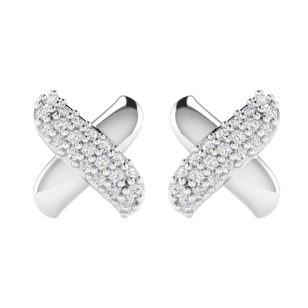 Sterling Silver Moissanite Cross Stud Earrings