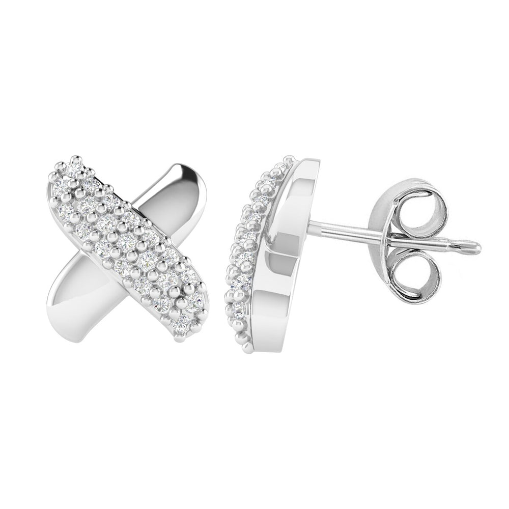 Sterling Silver Moissanite Cross Stud Earrings