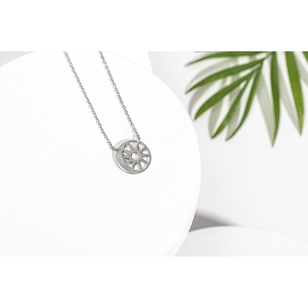 Sterling Silver Moon And Sun Pendant Necklace - White