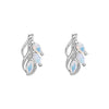 Sterling Silver Moonlight Cubic Zirconia Leaf Stud Earrings