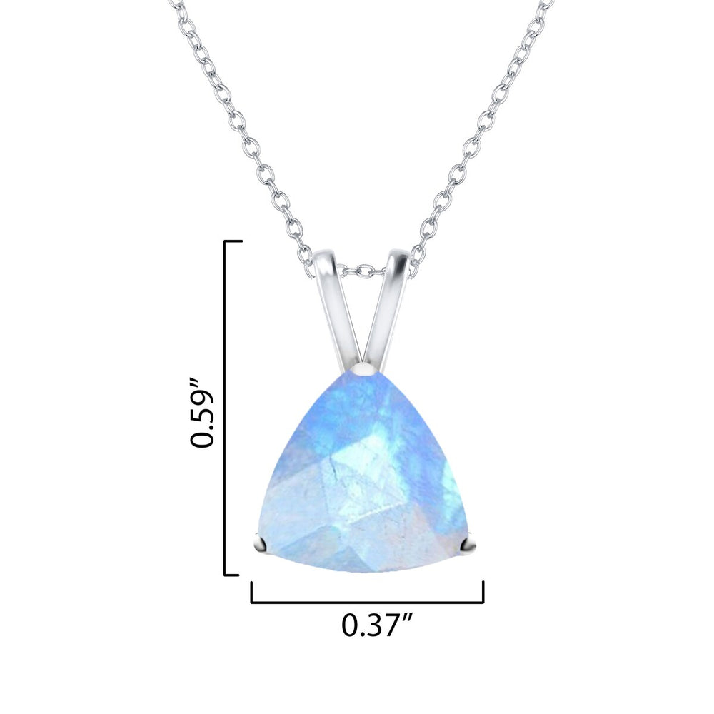 Sterling Silver Moonstone Trillion Solitaire Pendant Necklace