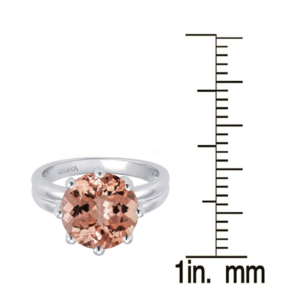 Sterling Silver Morganite Large Solitaire Ring