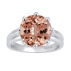 Sterling Silver Morganite Large Solitaire Ring