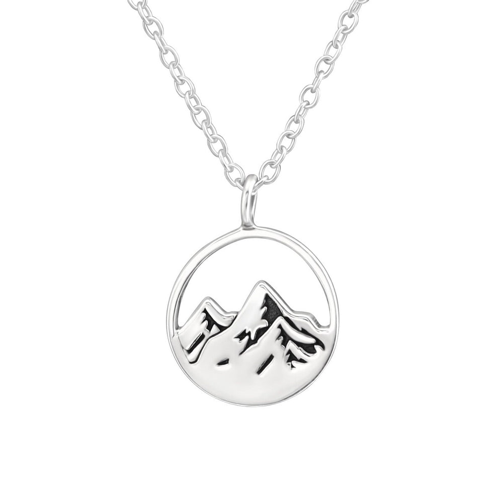 Sterling Silver Mountain Pendant Necklace - White