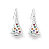 Sterling Silver Multi Colored Cubic Zirconia Christmas Tree Drop Earrings