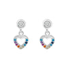 Sterling Silver Multi Colored Cubic Zirconia Heart Drop Earrings