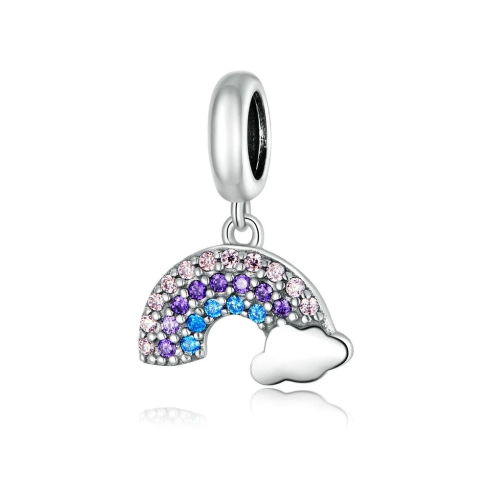 Sterling Silver Multi Colored Cubic Zirconia Rainbow Hanging Charm