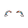 Sterling Silver Multi Colored Cubic Zirconia Rainbow Stud Earrings