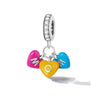 Sterling Silver Multi Colored Mom Hearts Dancing Charm