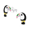 Sterling Silver Multi-Colored Parrot Stud Earrings