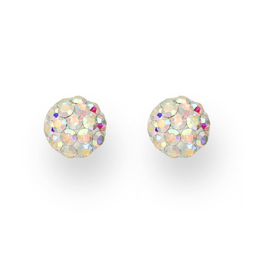 Sterling Silver Multi Cubic Zirconia Pave Circular Stud Earrings