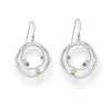 Sterling Silver Multi-colored Cubic Zirconia Open Circle Drop Earrings