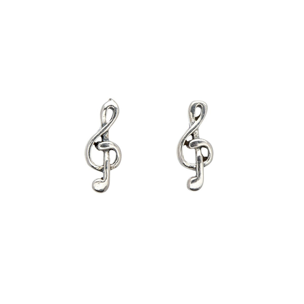 Sterling Silver Music Note Stud Earrings