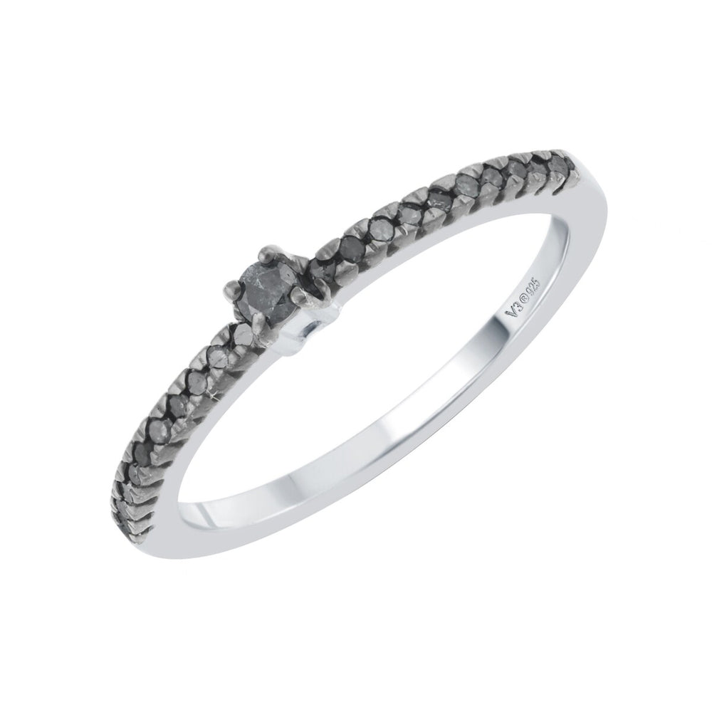 Sterling Silver Natural Black Diamond Stackable Band Ring