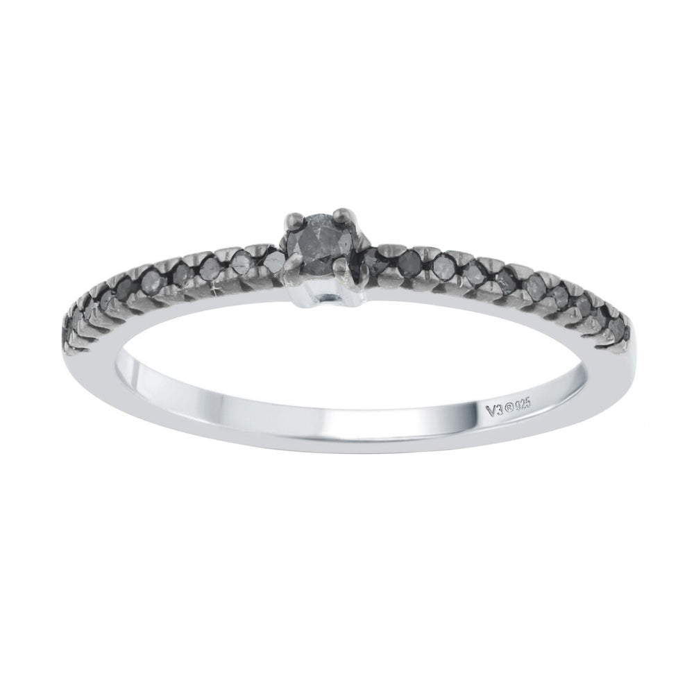 Sterling Silver Natural Black Diamond Stackable Band Ring