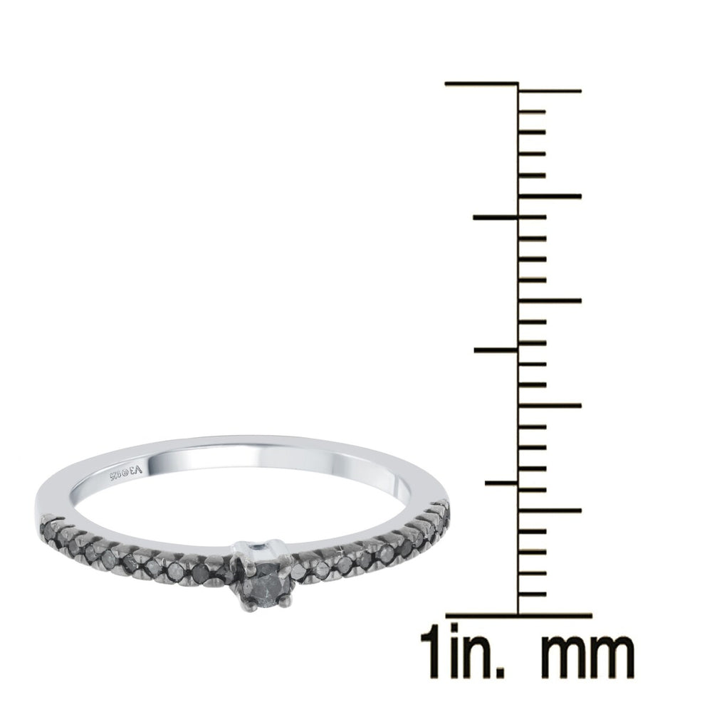 Sterling Silver Natural Black Diamond Stackable Band Ring