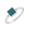 Sterling Silver Natural Blue Diamond Square Ring