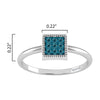 Sterling Silver Natural Blue Diamond Square Ring