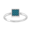 Sterling Silver Natural Blue Diamond Square Ring