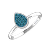 Sterling Silver Natural Blue Diamond Teardrop Ring