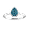 Sterling Silver Natural Blue Diamond Teardrop Ring